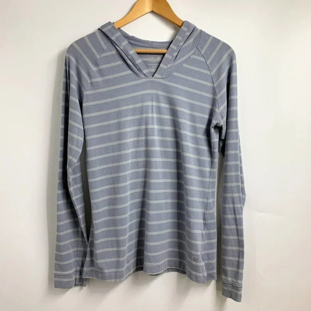 Mountain Hardwear Women's Striped Cotton Long Sleeve Pullover Hoodie SIze M
